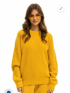 Women’s Mustard Ribbed Crewneck Sweater - Cozy Everyday Knit